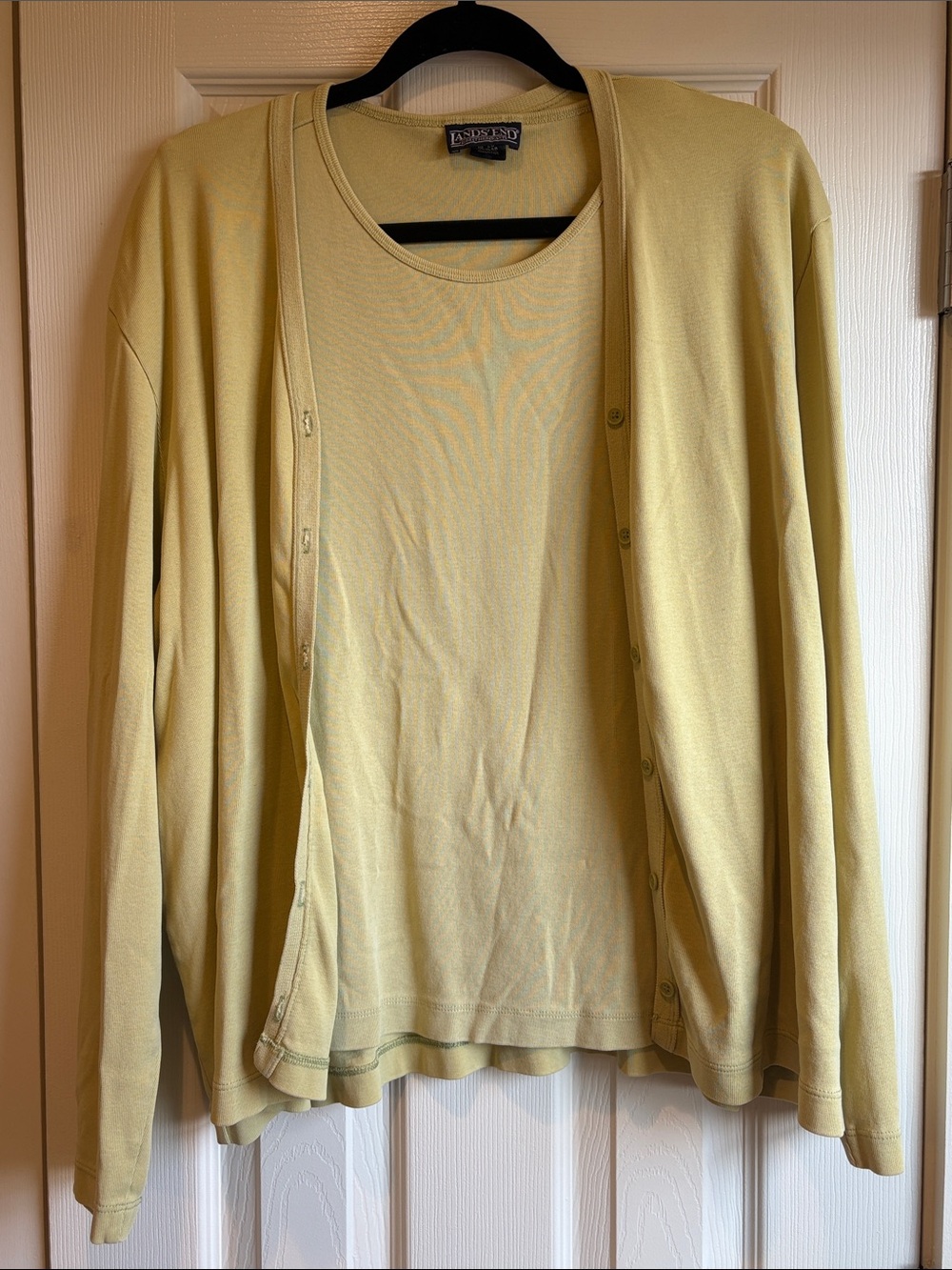 Lands’ End | Light Green Cardigan & Tank Top Set Size 18-20 Regular Vintage